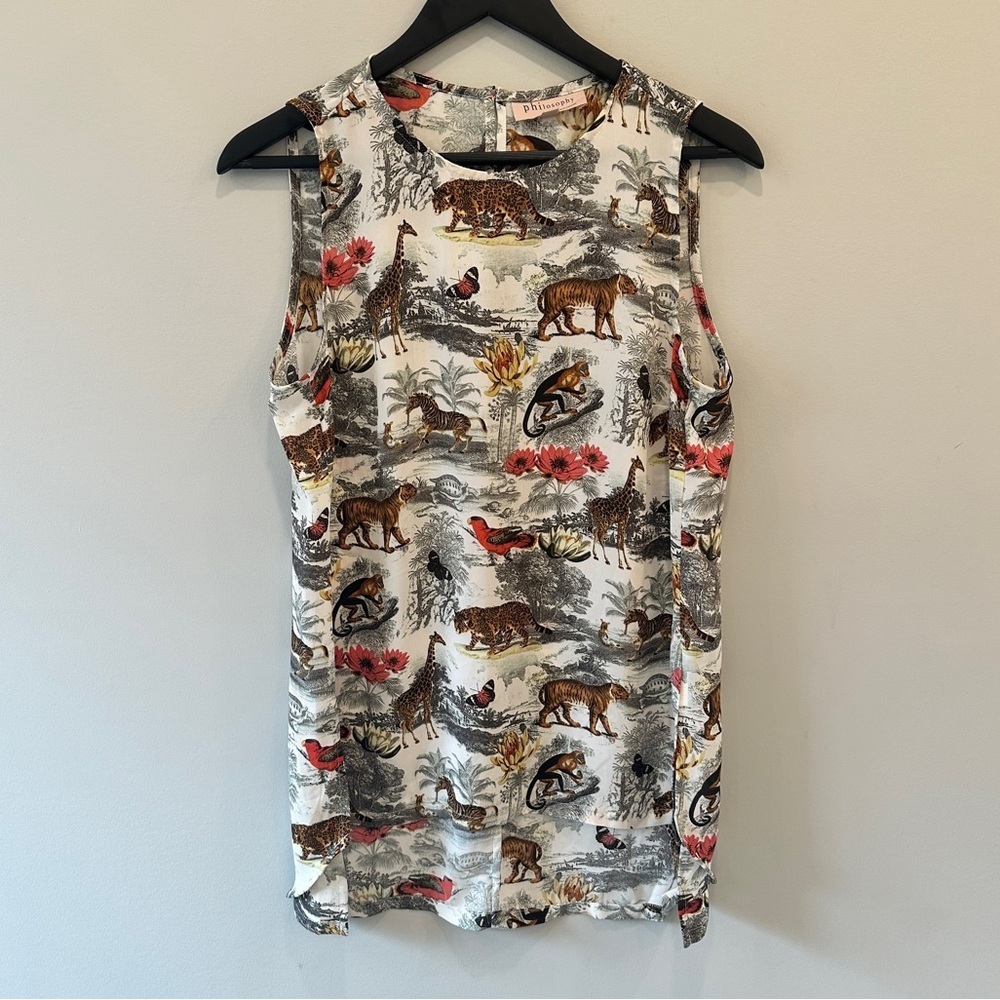 Philosophy Safari Print Sleeveless Blouse
